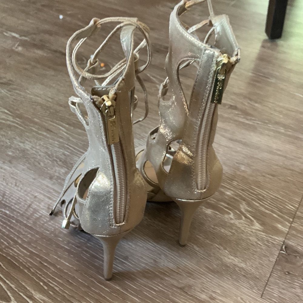 SOLD !!Breckelles gold strapped heels size 7 - Picture 4 of 16